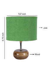 Green Jute Shade with Wood Lamp Base (Ja)