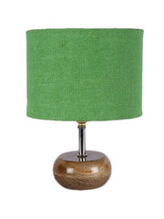 Green Jute Shade with Wood Lamp Base (Ja)