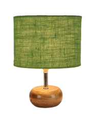 Green Jute Shade with Wood Lamp Base (Ja)