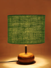 Green Jute Shade with Wood Lamp Base (Ja)