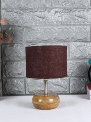 Brown Jute Shade with Wood Lamp Base (JN)