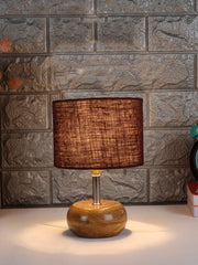 Brown Jute Shade with Wood Lamp Base (JN)