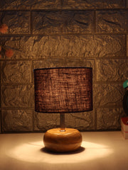 Brown Jute Shade with Wood Lamp Base (JN)