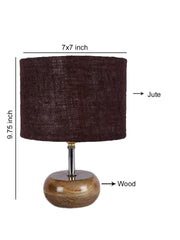 Brown Jute Shade with Wood Lamp Base (JN)