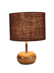 Brown Jute Shade with Wood Lamp Base (JN)
