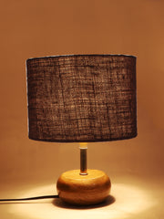 Brown Jute Shade with Wood Lamp Base (JN)