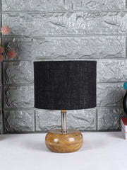 Black Jute Shade with Wood Lamp Base (kjl)