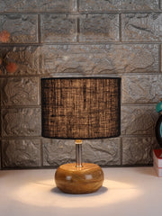 Black Jute Shade with Wood Lamp Base (kjl)