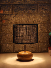 Black Jute Shade with Wood Lamp Base (kjl)