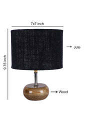 Black Jute Shade with Wood Lamp Base (kjl)