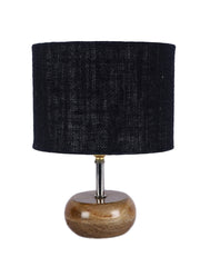 Black Jute Shade with Wood Lamp Base (kjl)