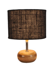 Black Jute Shade with Wood Lamp Base (kjl)
