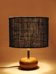 Black Jute Shade with Wood Lamp Base (kjl)