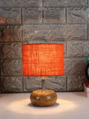 Orange Jute Shade with Wood Lamp Base (KUY)