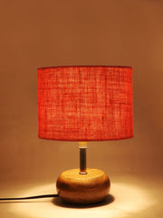 Orange Jute Shade with Wood Lamp Base (KUY)