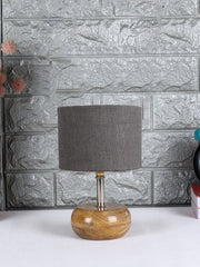 Grey Jute Shade with Wood Lamp Base (JH87)