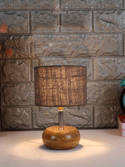 Grey Jute Shade with Wood Lamp Base (JH87)