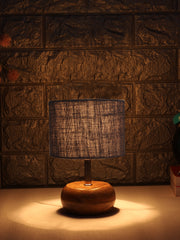 Grey Jute Shade with Wood Lamp Base (JH87)