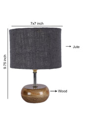 Grey Jute Shade with Wood Lamp Base (JH87)