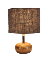 Grey Jute Shade with Wood Lamp Base (JH87)