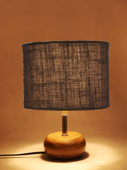 Grey Jute Shade with Wood Lamp Base (JH87)