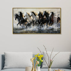Luxury Seven Horses Wall Art: Premium  Acrylic Painting