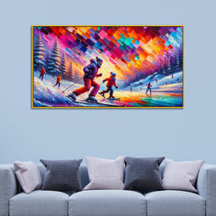 Frozen Lake Joy :Love and Joy on a Frozen Lake Canvas Print Wall Painting
