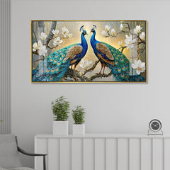 Luxury 3D Peacock Couple Wall Art - Premium Acrylic Glass Canvas painting