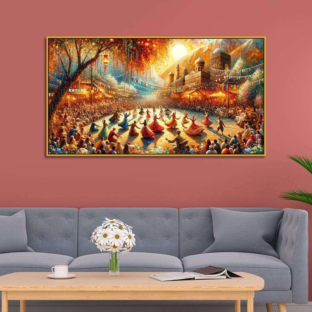 Joyful Gatherings: Festival of Lights and Dance Canvas Print Wall painting