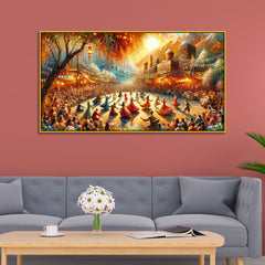 Joyful Gatherings: Festival of Lights and Dance Canvas Print Wall painting
