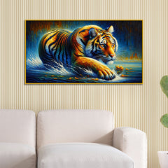 The  Majestic Tiger's  in Water Canvas Print Wall Painting