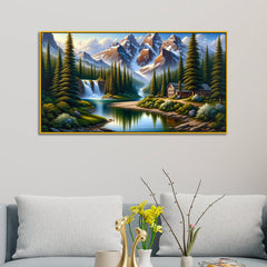 Snow-Capped Peaks & Tranquil River Canvas Print Wall Art
