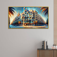 Dancing Colors: Barcelona’s Architectural GemCanvas Print Wall Art