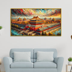 Imperial Sunset Palace with Ancient Echoes in Color Canvas Print wall painting