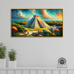 Mystical Golden Horizon: Ancient Ruins in Light Canvas Print Wall Painting