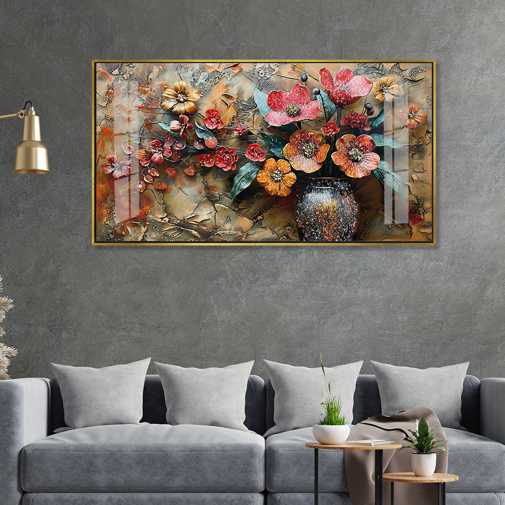 Ethereal Blooms Premium Textured Canvas - 3D Floral Acrylic Painting