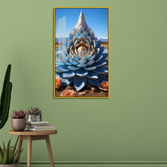 Decorative Lotus Stupa with a Hidden Buddha Acrylic Wall Paintings