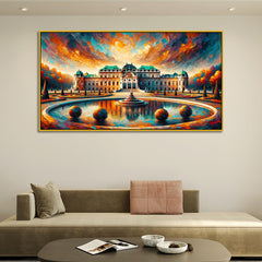 Famous Palace with Fountain and Manicured Gardens Canvas Print Wall Painting