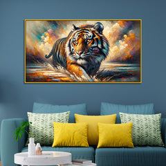The Vibrant Water Stalker, Tiger Canvas Print Wall Painting