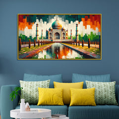 Taj Mahal: Historic Marble Landmark in Colors Canvas Print Wall Painting