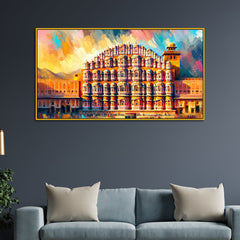 Hawa Mahal Under Vibrant Sky Wall Painting Canvas Print Wall painting