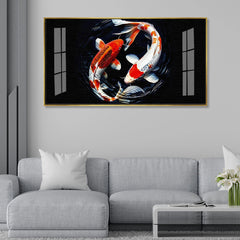 Fish Painting for Prosperity-Lucky Water Element Wall Art for Living Room or Office