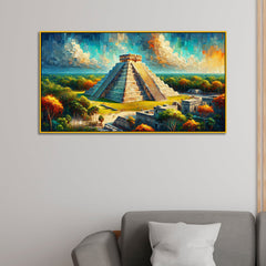 Mystical Golden Horizon: Ancient Ruins in Light Canvas Print Wall Painting