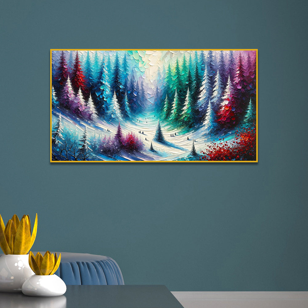 The Luminous Winter Path and Winter Dreamscape in Color Wall Painting