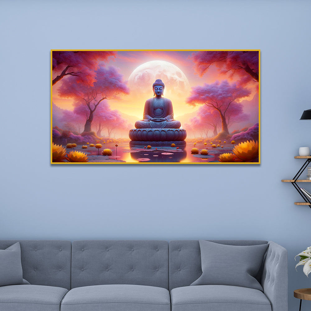Meditating Gautam Buddha Statue: The Path of Nirvana Canvas print Wall Painting