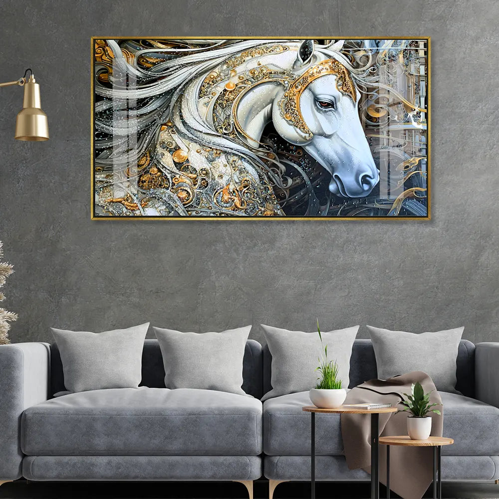 Luxury Equestrian Art  Gold Leaf Wall Decor-Modern Fantasy Painting