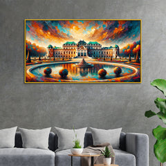 Famous Palace with Fountain and Manicured Gardens Canvas Print Wall Painting