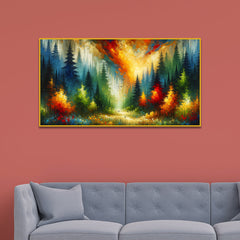 Colorfull Aurora fire Forest canvas printed Wall Painting