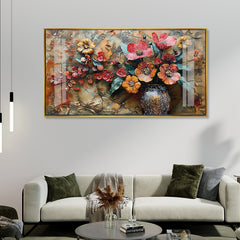 Ethereal Blooms Premium Textured Canvas - 3D Floral Acrylic Painting
