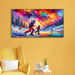 Frozen Lake Joy :Love and Joy on a Frozen Lake Canvas Print Wall Painting